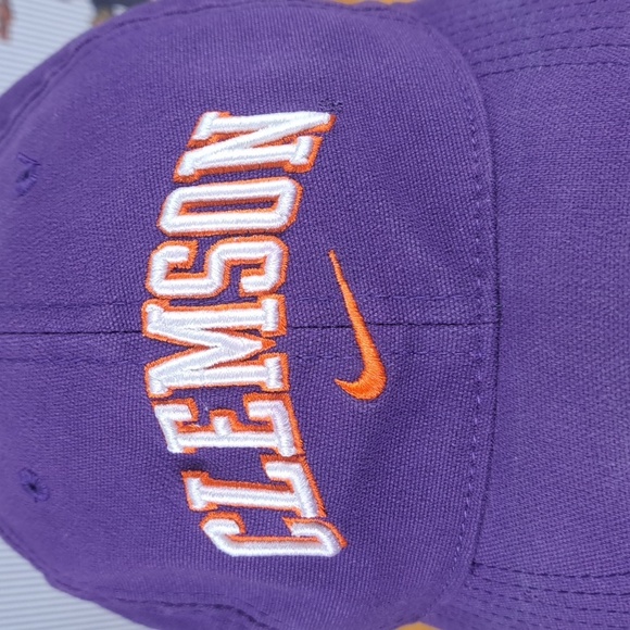 Nike Clemson Tigers center swoosh raised lettering purple & orange fitted hat - Picture 6 of 9